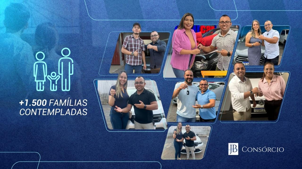 Mosaico de famílias contempladas pela JB Consórcio: mais de 1.500 famílias